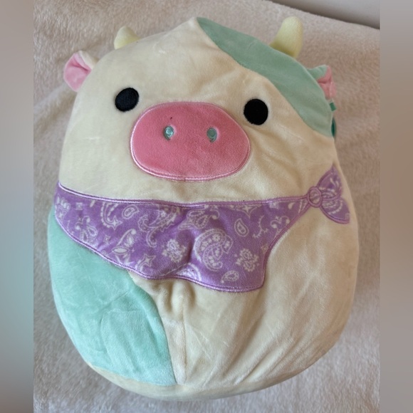 Squishmallow 12" Inch Belana the Blue Cow w/ purple Bandana NWT - Picture 1 of 5